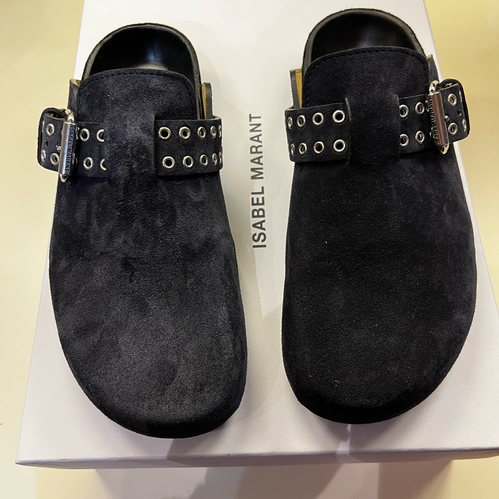 NWB Isabel Marant Mirvin Mule Slide Midnight Black Size 36 Retail $775 - Picture 7 of 10